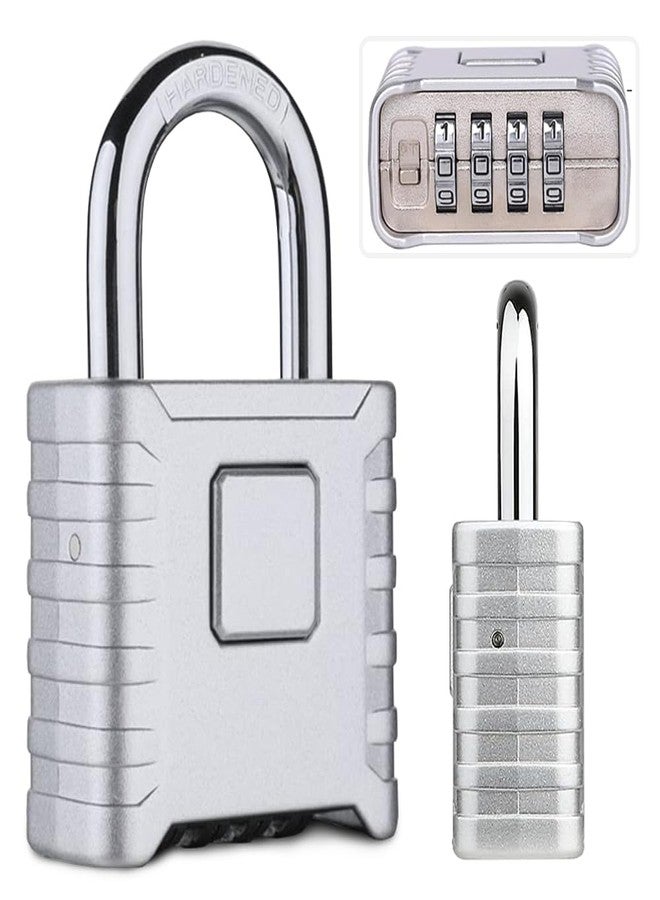 Karomouj Heavy Duty 4 Digit Number Lock Weatherproof Combination Security Padlock for Sheds, Gates, Tool Boxes and Lockers & Outdoor Use | Durable & Reliable Protection (Silver, Zinc) - Image 1